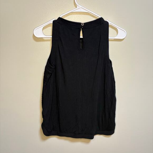 Anthropologie Bordeaux Black Cable Pattern Crewneck Sleeveless Blouse Small - Picture 4 of 9